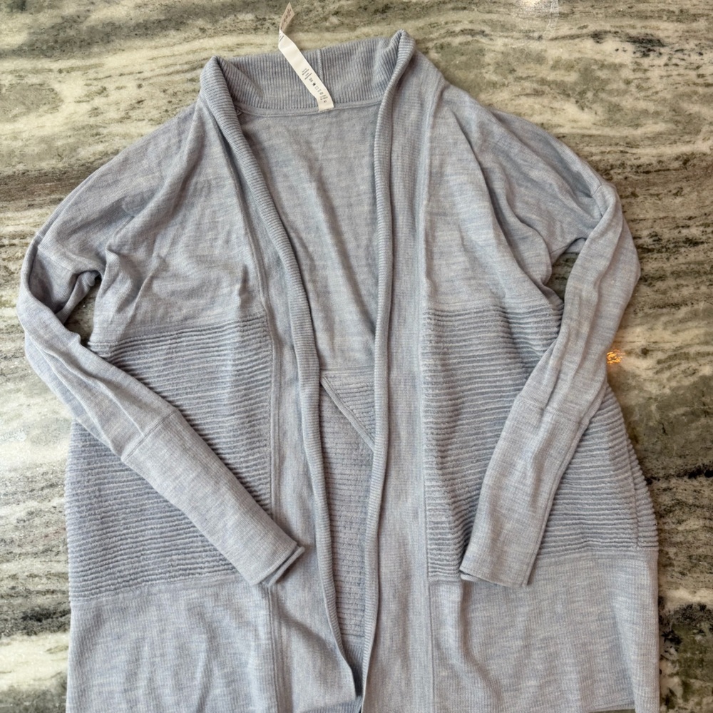 Lululemon Cardigan Sweater “Sit In Lotus Wrap II”
Heathered Chambray - Picture 9 of 9